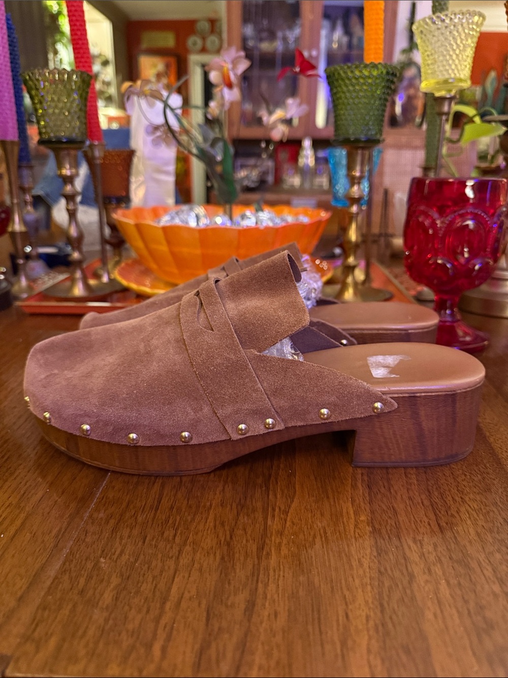 Avellini Suede Slip-On mules in Brown